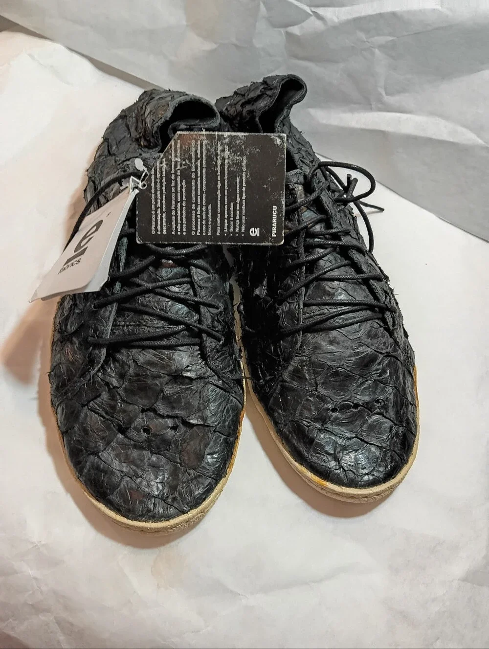 Osklen Mens Authentic Fish Animal Skin Pirarucu Low Top Display Mew shoes